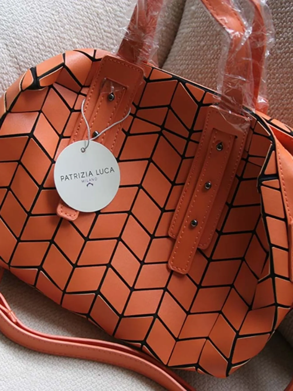 Patricia Luca Signature Geometric Satchel Handbag - New